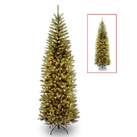 7 ft. Pre-lit PowerConnect™ Kingswood Fir Pencil Artificial Christmas Tree, Dual Color® LED Lights